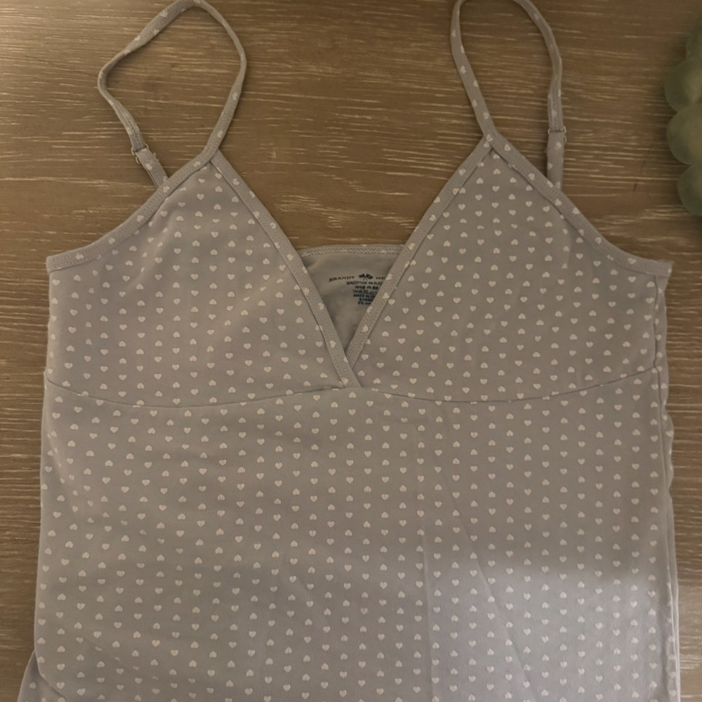 Brandy Melville Camisole Top in Gray with Heart Print